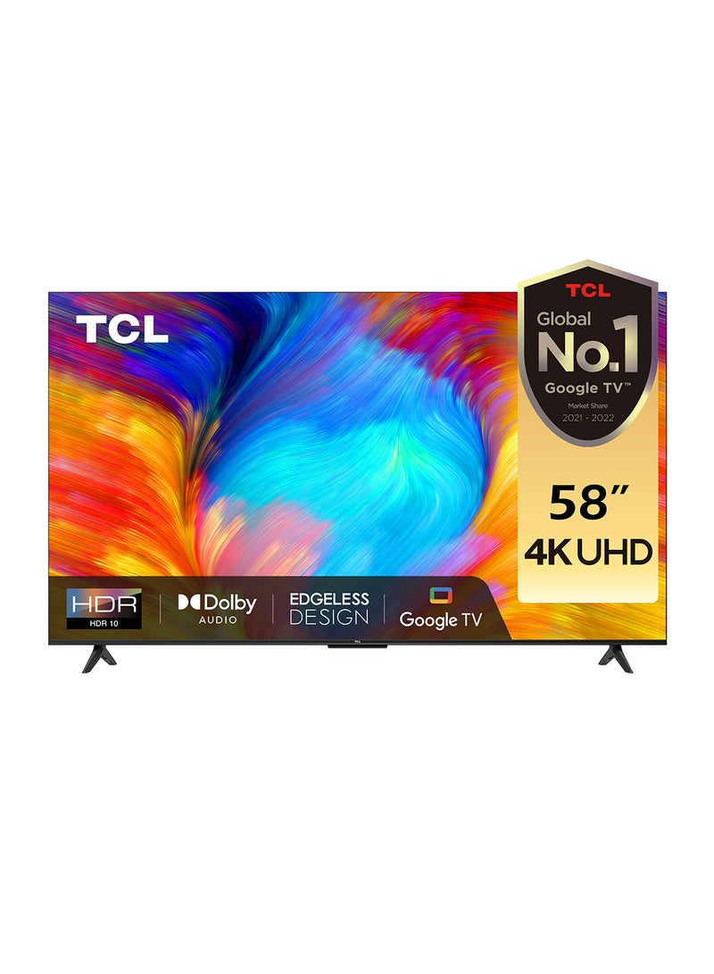 58 Inch 4K UHD Smart Google TV, HDR 10, Dolby Audio, Dynamic Color Enhancement, Edgeless Design – (2024 Model) 58P635 Black