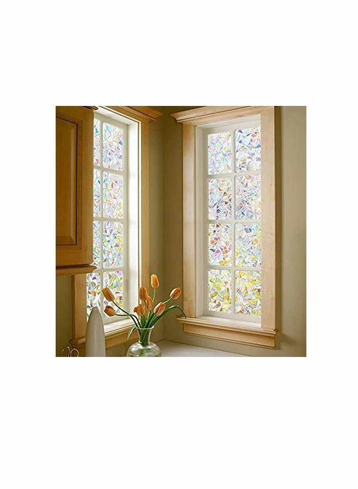 Window Film Decorative Privacy Film 3D No Glue Holographic Glass Sticker for Glass Door Home House Ofiice Heat Control Anti UV 17.5 x 78.7 inches