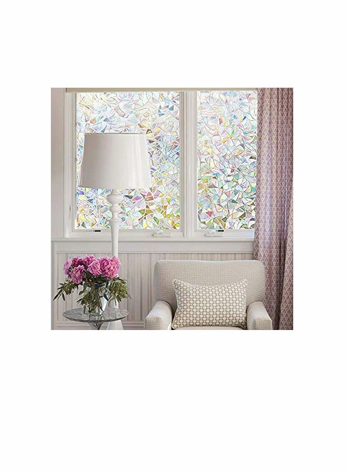 Window Film Decorative Privacy Film 3D No Glue Holographic Glass Sticker for Glass Door Home House Ofiice Heat Control Anti UV 17.5 x 78.7 inches