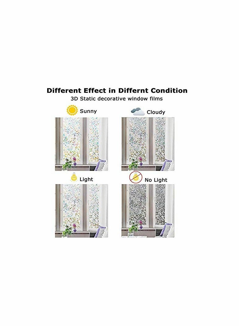 Window Film Decorative Privacy Film 3D No Glue Holographic Glass Sticker for Glass Door Home House Ofiice Heat Control Anti UV 17.5 x 78.7 inches