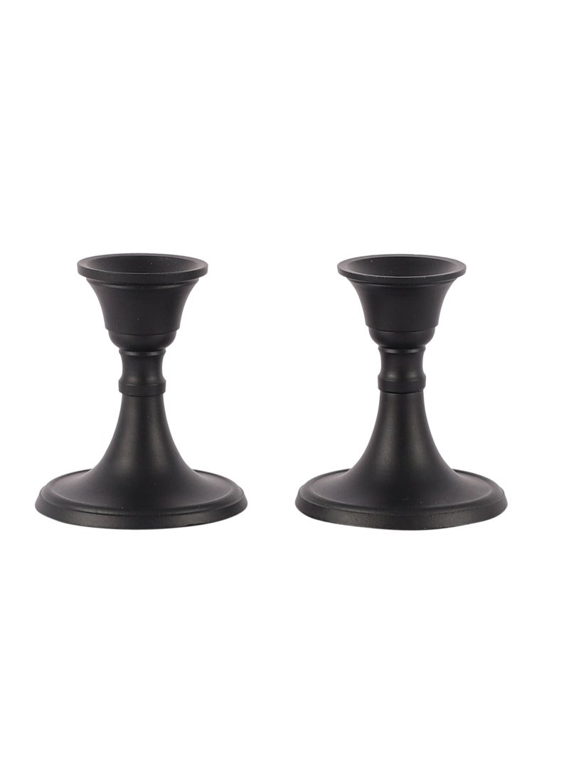 Voidrop Mini Candlestick Holders Set 2 Pcs,Taper Candle Holders, Candle Holders, candle holders for table centerpiece for Wedding, Festival, Party and Festival Decor (Black)