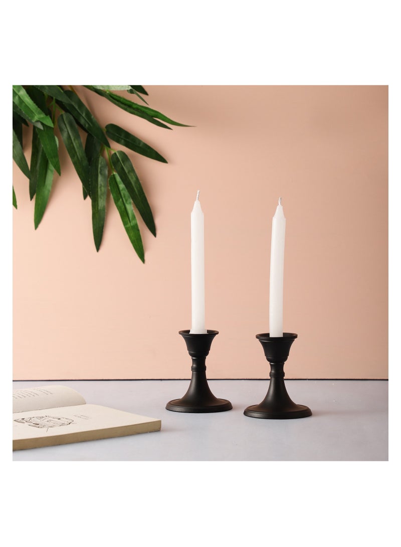 Voidrop Mini Candlestick Holders Set 2 Pcs,Taper Candle Holders, Candle Holders, candle holders for table centerpiece for Wedding, Festival, Party and Festival Decor (Black)