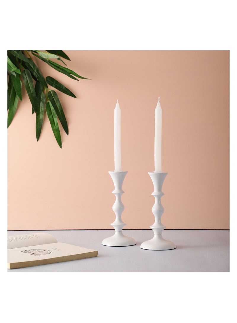 Voidrop Set Of 2 Pillar Candle Holder Taper Candle Holder For Retro Candleholder Formal Events Wedding Holiday Decor Dinning Table Centerpiece Candles White