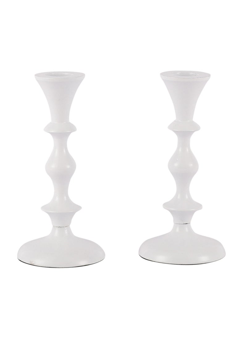 Voidrop Set Of 2 Pillar Candle Holder Taper Candle Holder For Retro Candleholder Formal Events Wedding Holiday Decor Dinning Table Centerpiece Candles White