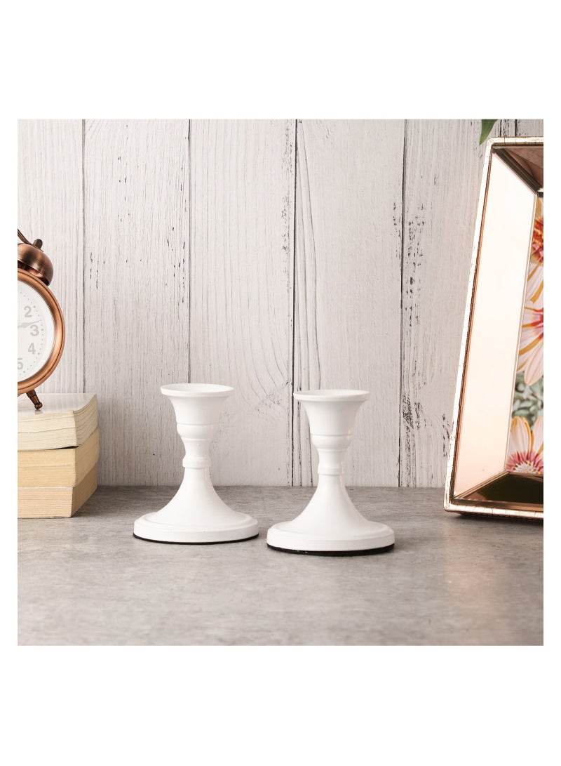 Voidrop Mini Candlestick Holders Set 2 Pcs Taper Candle Holders Candle Holders For Table Centerpiece For Wedding Festival Party And Festival Decor White