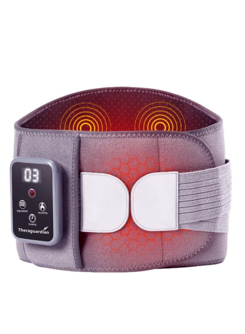 Cordless Fast Heating Pad with Vibration Massage, Portable Rechargeable Heat Belt for Lower Back Pain Relief and Abdominal Cramps, Auto Shut Off Feature for Safety.