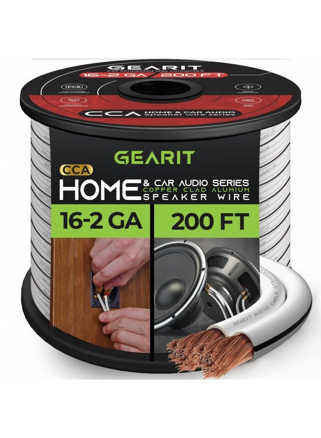 16Awg Speaker Wire, Gearit Pro Series 16 Gauge Speaker Wire Cable (200 Feet / 60.96 Meters) Great Use For Home Theater Speakers And Car Speakers, White