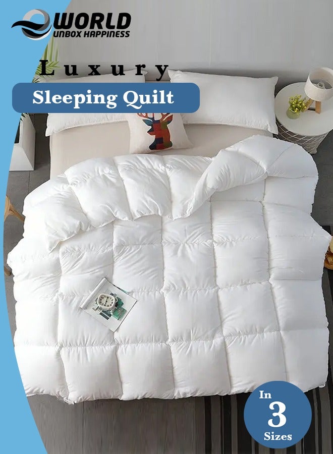 Cottage Style Microfiber Comforter Quilt, Ultra-Soft White Duvet for a Cozy Night's Sleep, Available in King (240x260 cm), Queen (220x240 cm), and Single (160x230 cm) Sizes