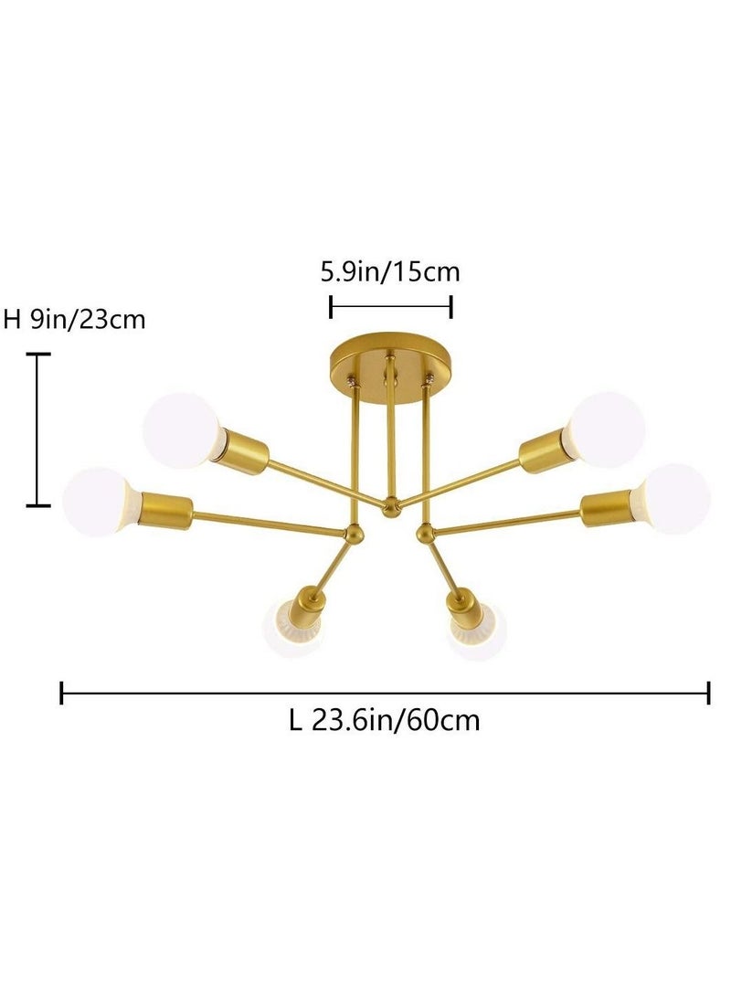 Semi Flush Mount Ceiling Chandelier 6-Lights