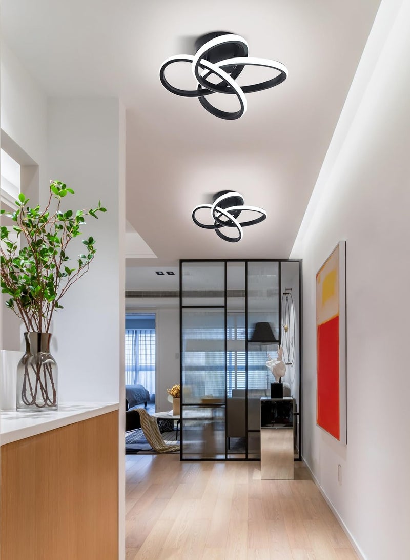 Hallway Light,Black Flush Mount Chandelier,LED Ceiling Lights Kitchen Led Light Fixtures for Foyer Bedroom Garage Bathroom Balcony Corridor Entryway Stair Aisle Ceiling Lamp,6000K
