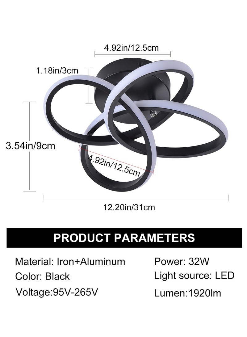 Hallway Light,Black Flush Mount Chandelier,LED Ceiling Lights Kitchen Led Light Fixtures for Foyer Bedroom Garage Bathroom Balcony Corridor Entryway Stair Aisle Ceiling Lamp,6000K