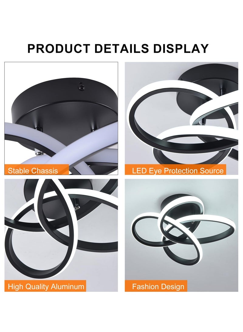 Hallway Light,Black Flush Mount Chandelier,LED Ceiling Lights Kitchen Led Light Fixtures for Foyer Bedroom Garage Bathroom Balcony Corridor Entryway Stair Aisle Ceiling Lamp,6000K