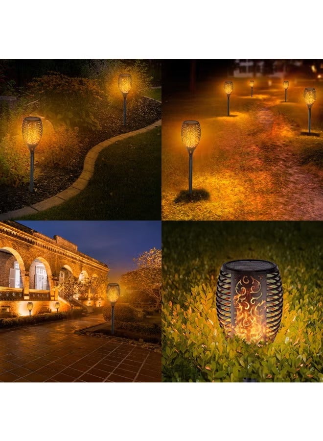 4-Piece Solar Torch Flickering Flame Lamp Black