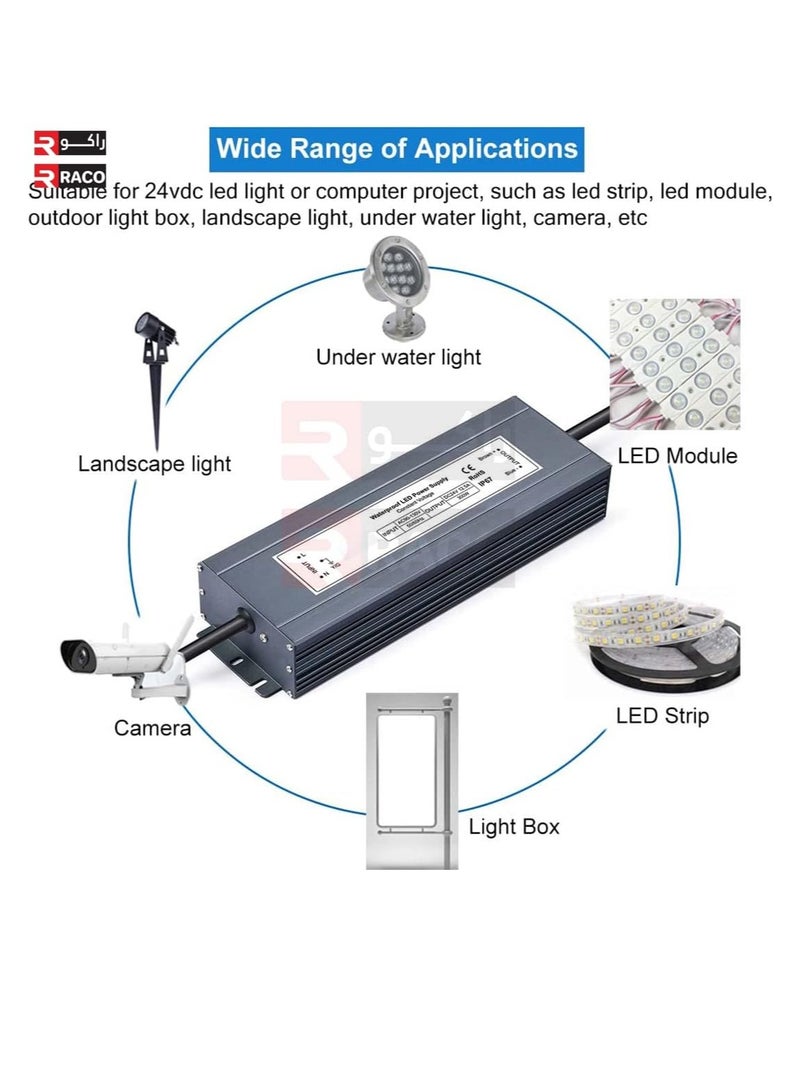 Waterproof IP67 LED Driver with AC to DC Switching Power Supply for CCTV and LED Strip Lights in Outdoor Lighting