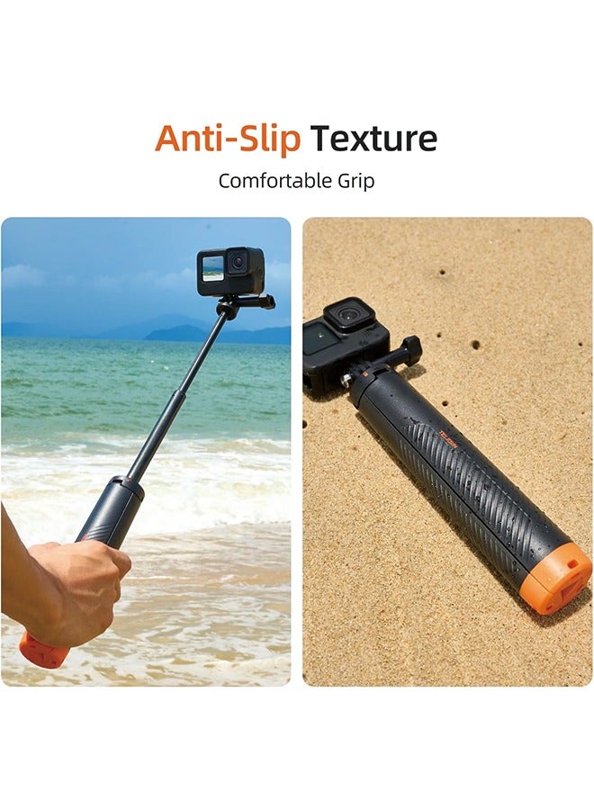 TELESIN 4 in 1 Selfie Stick Floating Hand Grip Tripod Waterproof Extendable Selfie Monopod for GoPro Hero 13, 12, 11, 10, 9, 8, 7, 6, 5, 4, 3, 3+、DJI OSMO、Insta360 and Most Action Camera