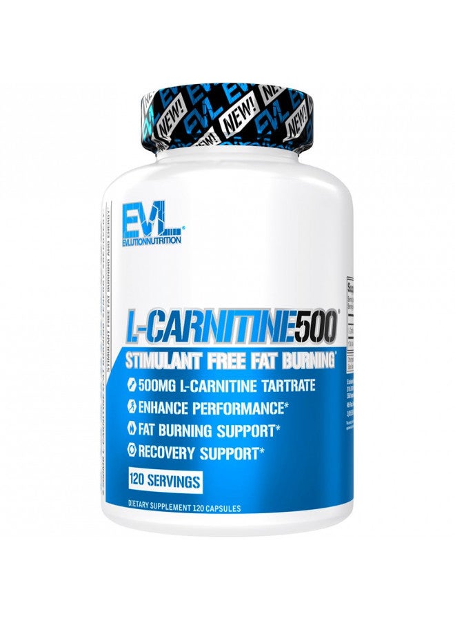 EVL L-Carnitine Supplement for Weight Loss Support - L carnitine 500mg Diet Pills For Weight Loss Lean Muscle Growth and Fat Burning Support with Stimulant Free L Carnitine L Tartrate - 120 Servings