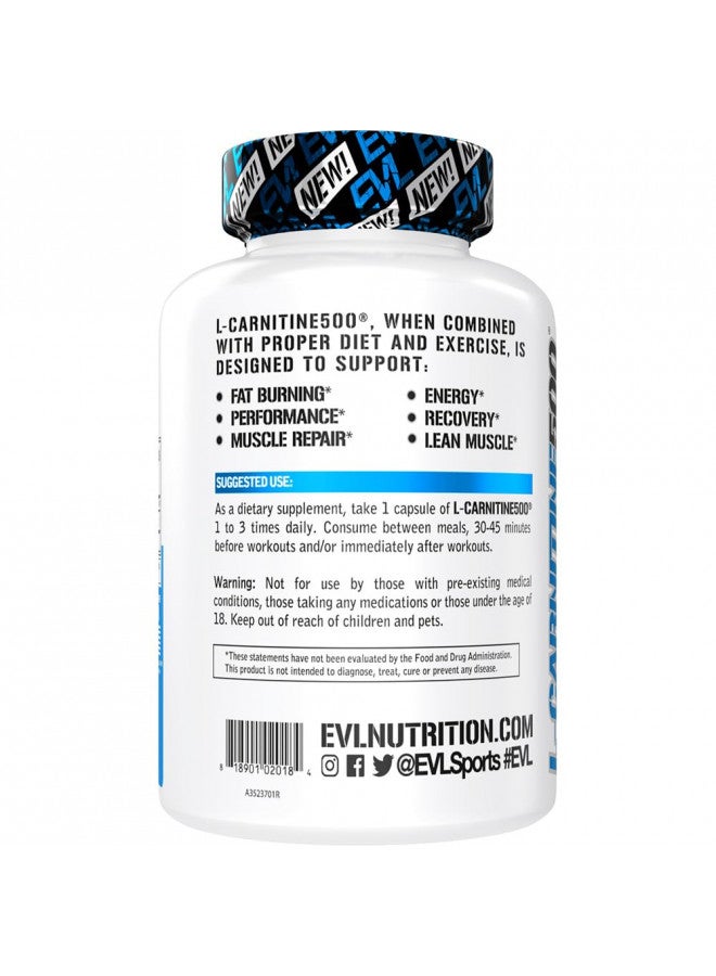 EVL L-Carnitine Supplement for Weight Loss Support - L carnitine 500mg Diet Pills For Weight Loss Lean Muscle Growth and Fat Burning Support with Stimulant Free L Carnitine L Tartrate - 120 Servings