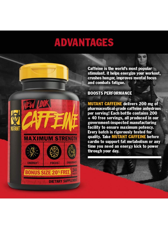 Mutant Caffeine Pure and Straightforward Pharmaceutical-Grade Caffeine Pills Helps to Temporarily Restore Mental Alertness or Wakefulness When Fatigued 240 Tablets