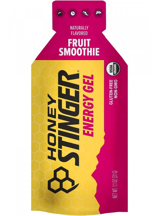 Honey Stinger Organic Fruit Smoothie Energy Gel | Gluten Free & Caffeine Free | For Exercise, Running and Performance | Sports Nutrition for Home & Gym, Pre and Mid Workout | 24 Pack, 26.4 Ounce