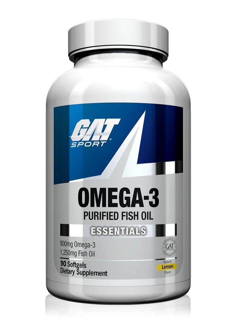 Gat Sport, Omega 3 Fish Oil, Lemon, 90 Softgels, 90 Servings