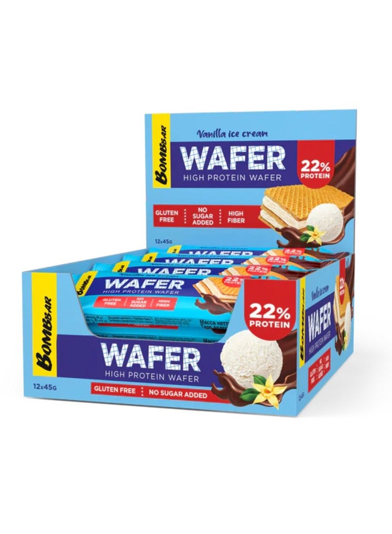 Bombbar, Glazed Protein Wafer Bar, Vanilla Ice Cream, 12x45g