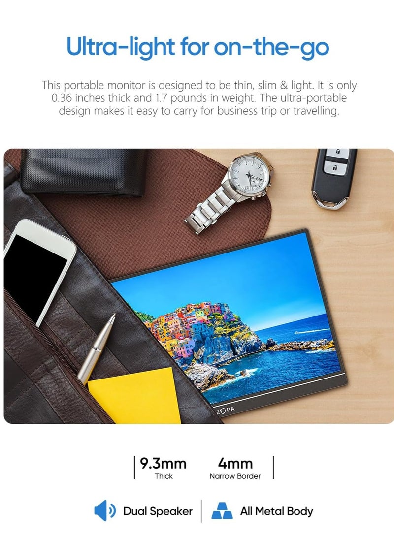 ARZOPA 16.1'' 144Hz Portable Gaming Monitor, 75% sRGB 1080P FHD Kickstand Portable Monitor with HDR, Ultra Slim, Eye Care, External Second Screen for Laptop, PC, PS5, Mac, Xbox, Switch-G1C