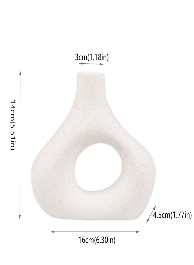 2 Pcs Ceramic Vase for Home Decor, Round Matte Donut Vases, Vases for Living Room Wedding Dinner Table Party Office Bedroom