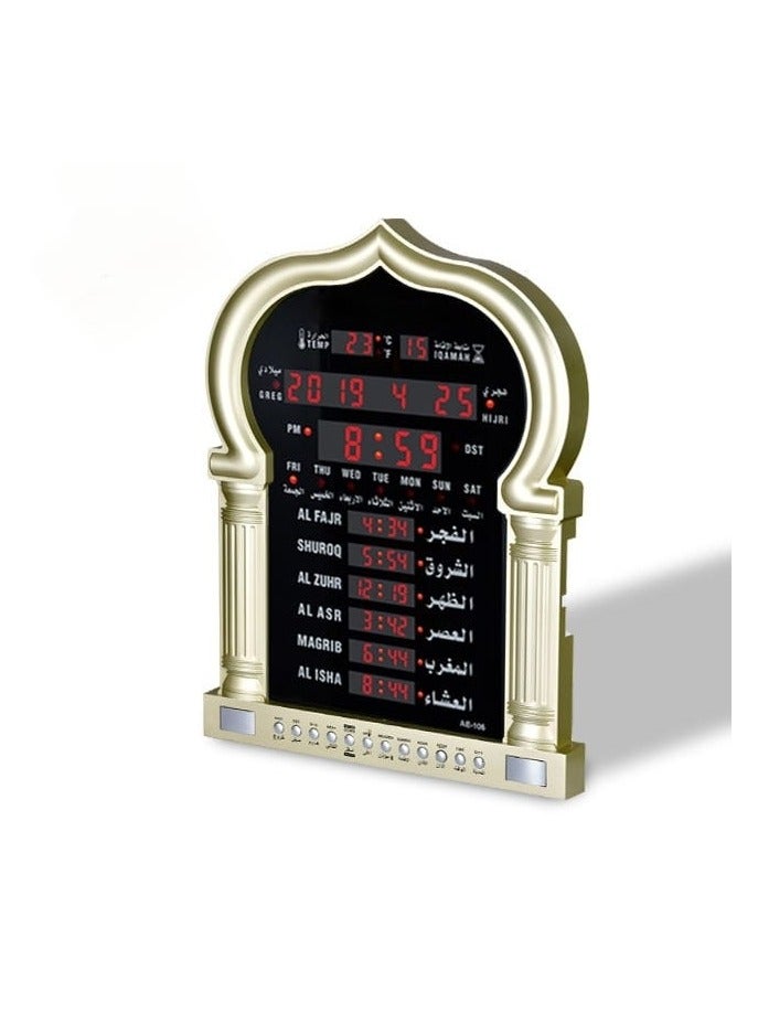 Azan LED Prayer Clock Serves As A Decorative Wall Clock, Perfect For Homes, Offices, Or Mosques. It Functions As A Digital Clock With Prayer Time Reminders.