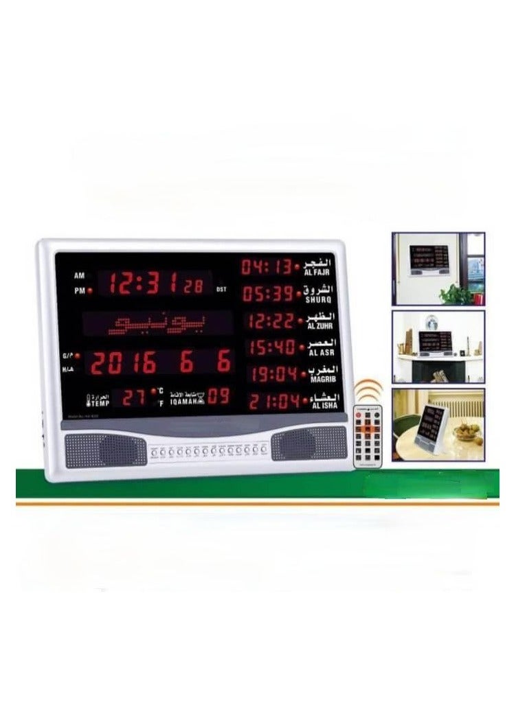 Muslim Prayer Azan Clock With LED Display Islamic Table Reminder Muslim Alarm Clock Ramadan Mosque Clock