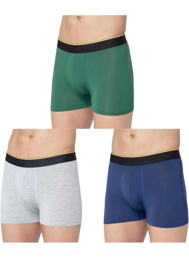 Bummer Men's Solid Micro Modal Trunks Underwear | Ultra Soft & Breathable | Combo Pack of 3