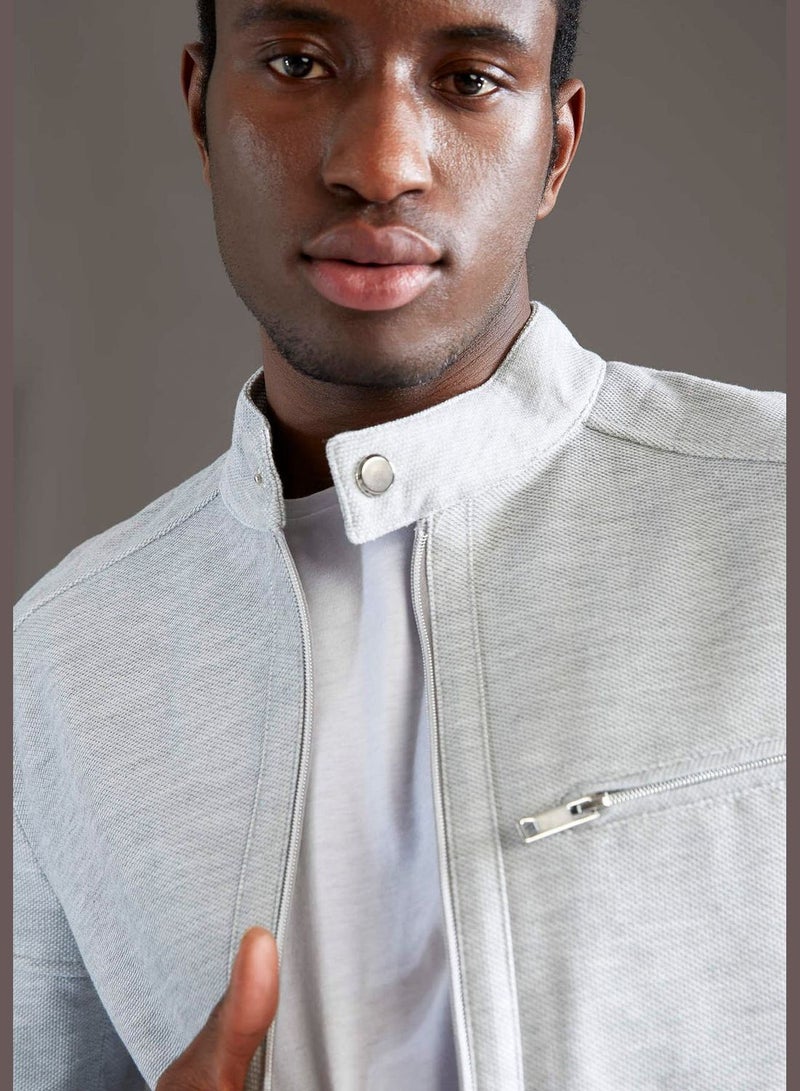 Slim Fit Zippered Cardigan
