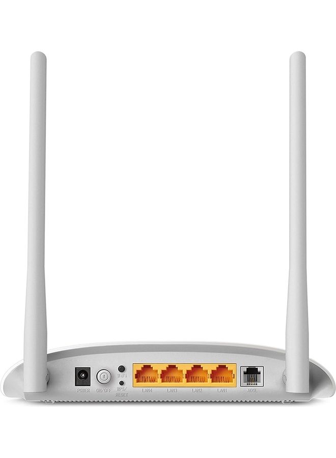 300Mbps Wireless N300 ADSL2+ Wi-Fi Modem Router, 2x 5dBi Omni Directional Fixed Antennas, Input ISPs Supported - BSNL, MTNL & Tata Indicom (RJ-11 Port) Dual band White