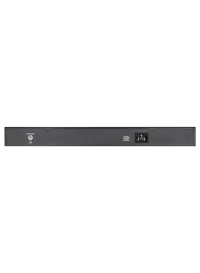 DSS-100E-18P 18-Port Fast Ethernet PoE Unmanaged Surveillance Switch, supports up to 250 metres long range PoE, 16 x PoE ports, 230 W PoE budget, 2 x Gigabit uplink, 6kV surge protection Black