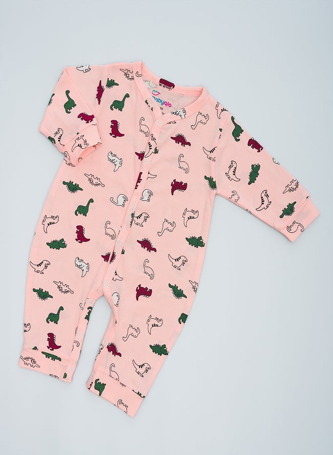 Dino Delight Cute Dino Prints Pure Cotton Romper for Infants