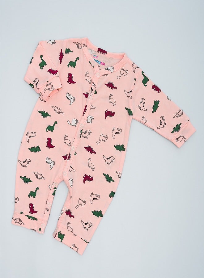 Dino Delight Cute Dino Prints Pure Cotton Romper for Infants