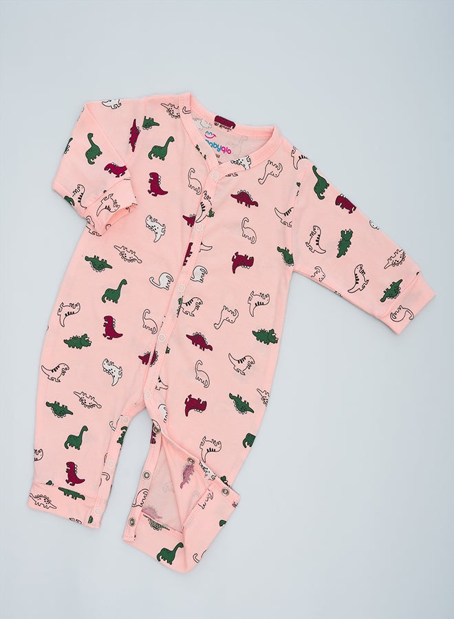 Dino Delight Cute Dino Prints Pure Cotton Romper for Infants