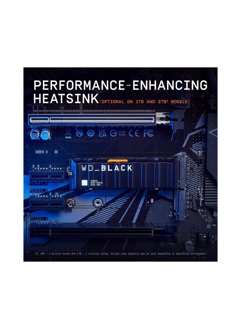 SN850X NVMe PCIe 4.0 Gaming Internal SSD with Heatsink, Up to 7300 MB/s Sequential Read & 6600 MB/s Write Speeds, M.2 2280, 1.75 Million Hours MTTF, 12000TB Endurance | WDS200T2XHE 2 TB