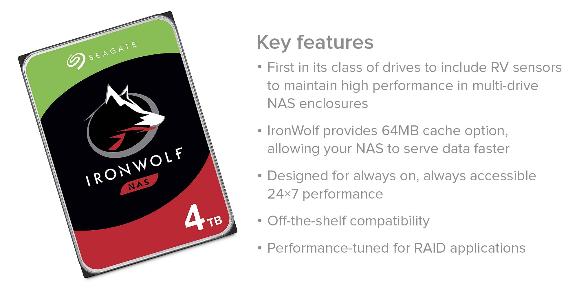 IronWolf 4TB NAS Hard Drive 5900 RPM 64MB Cache SATA 6.0Gb/s CMR 3.5