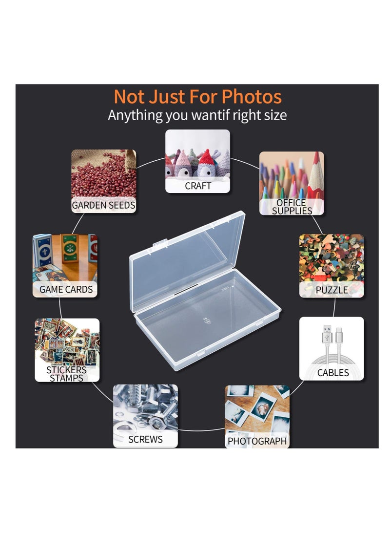 Photo Storage Box 4x6, Inner Extra Large Case Organizer Acid-Free Keeper Plastic Craft for Stickers Stamps Seeds (Clear, 18 Boxes)