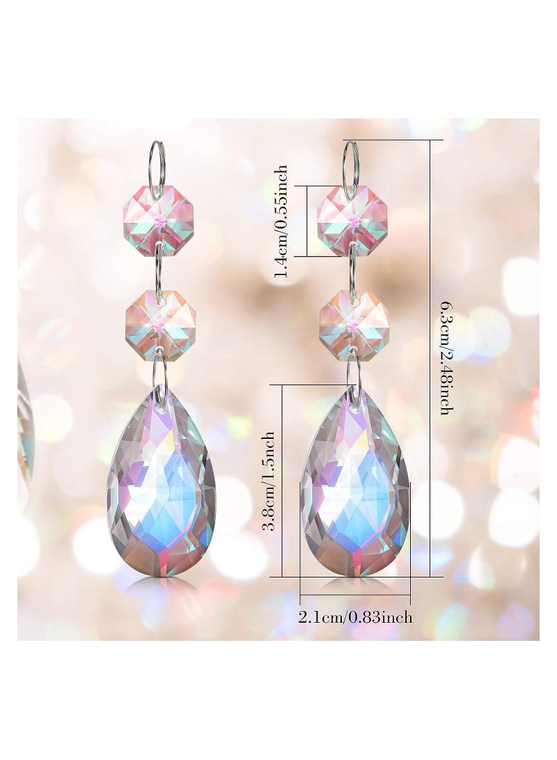 20 Pcs Crystal Prisms Chandelier Pendants, Teardrop Chandelier Replacement Set, Rainbow Maker Hanging Prisms for Wedding Party Tree Garlands Home Decoration