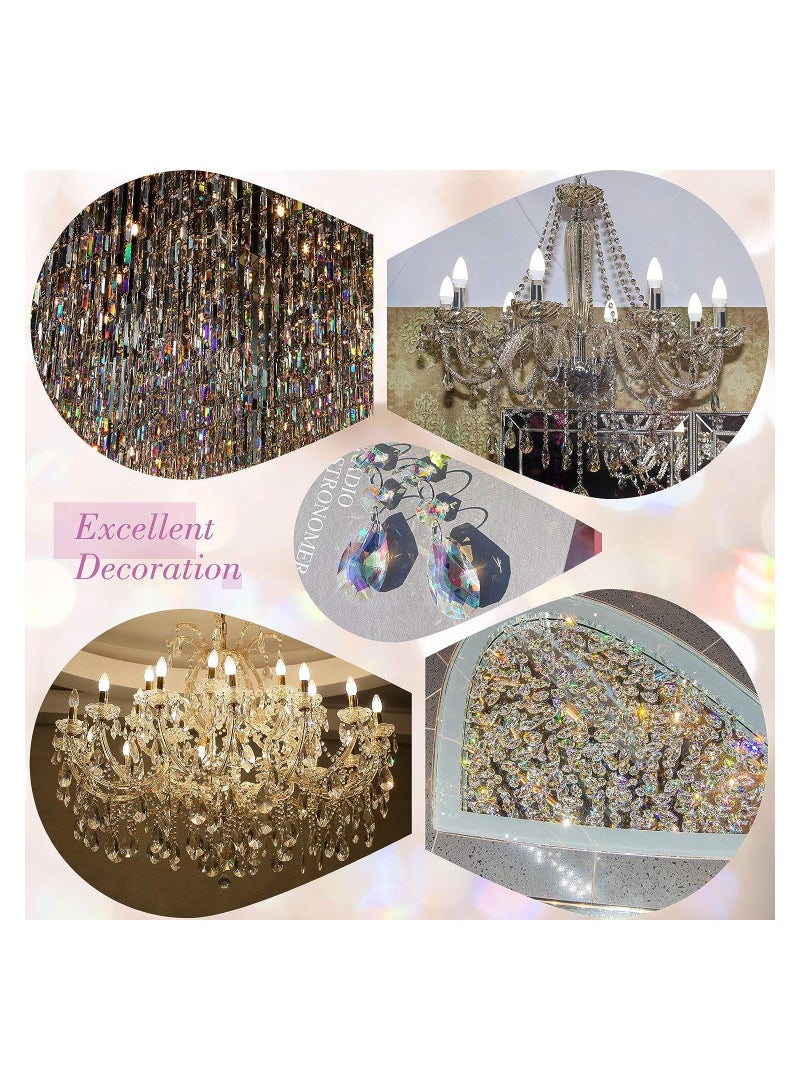 20 Pcs Crystal Prisms Chandelier Pendants, Teardrop Chandelier Replacement Set, Rainbow Maker Hanging Prisms for Wedding Party Tree Garlands Home Decoration