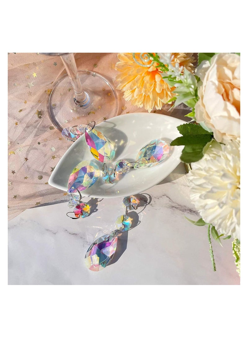 20 Pcs Crystal Prisms Chandelier Pendants, Teardrop Chandelier Replacement Set, Rainbow Maker Hanging Prisms for Wedding Party Tree Garlands Home Decoration