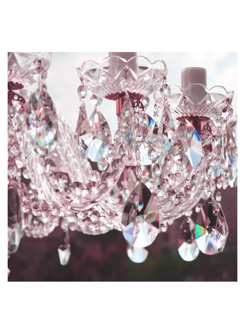 20 Pcs Crystal Prisms Chandelier Pendants, Teardrop Chandelier Replacement Set, Rainbow Maker Hanging Prisms for Wedding Party Tree Garlands Home Decoration