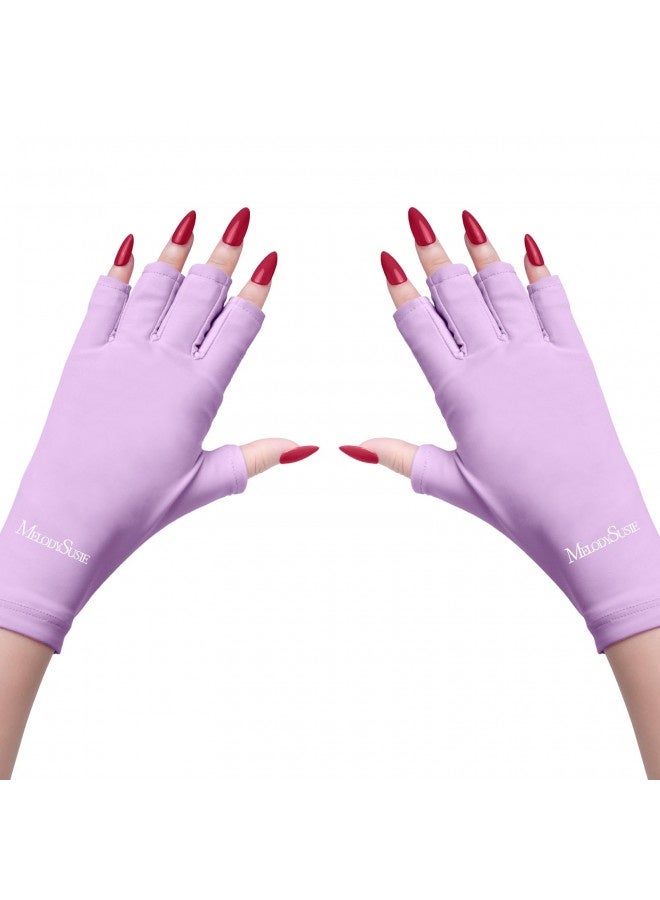 Melodysusie Uv Gloves For Gel Nail Lamp, Professional Upf50+ Uv Protection Gloves For Manicures, Nail Art Skin Care Fingerless Anti Uv Glove Protect Hands From Uv Harm (Purple)