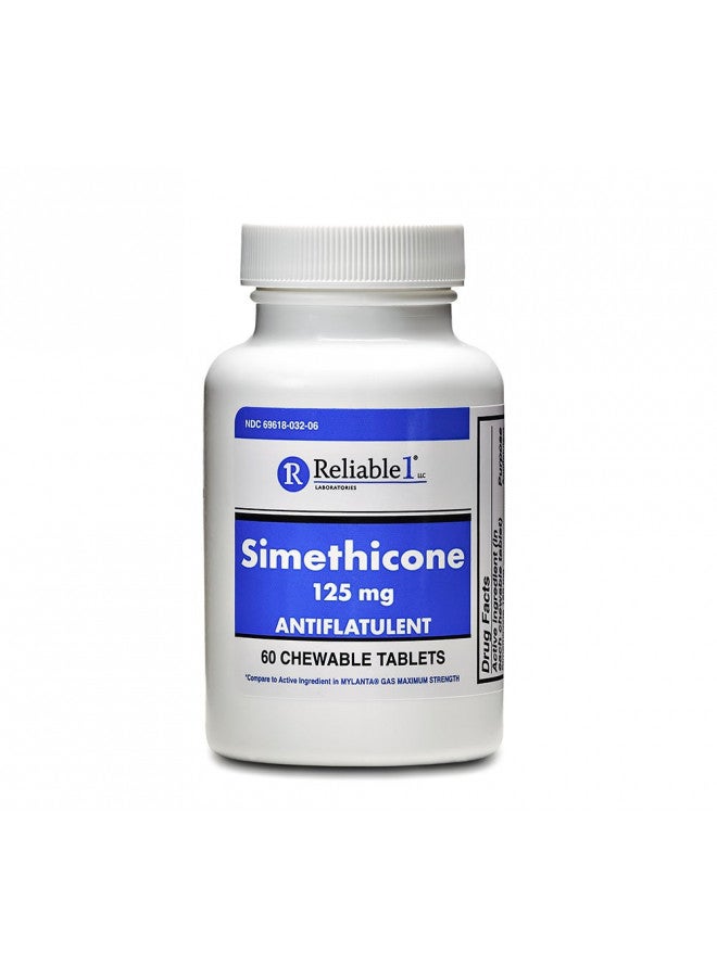 Reliable 1 Simethicone 125 mg Anti-Gas 60 Peppermint Tablets (1 Bottle)