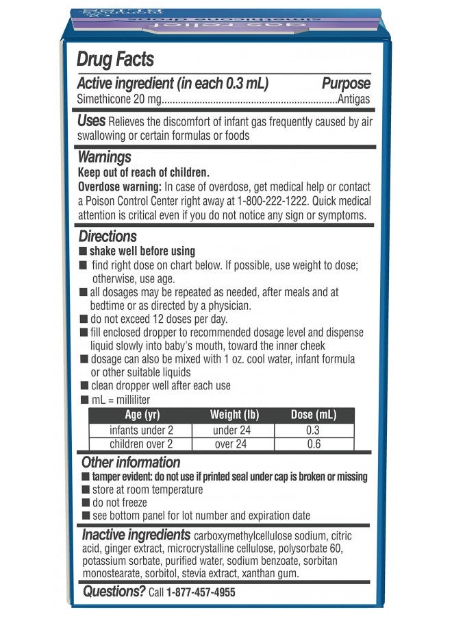 Mommy'S Bliss Gas Relief Drops Bottle, Simethicone Drops For Infants, Relieves Stomach Discomfort, Safe And Gentle, Ginger Flavor, 1 Fl Oz (Pack Of 1)