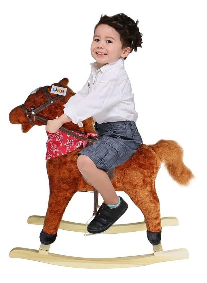 Soft Wooden Rocking Horse Ride On Toy For Rider Toddlers