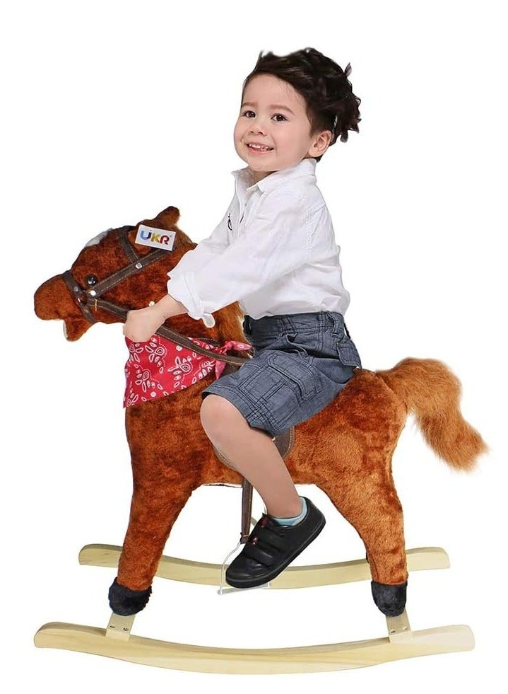 Soft Wooden Rocking Horse Ride On Toy For Rider Toddlers