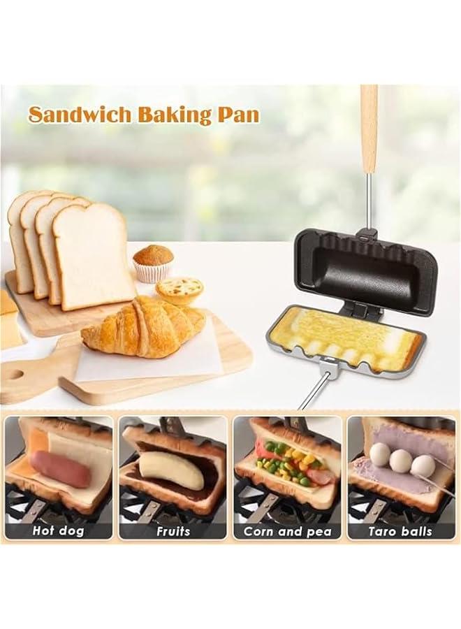 4w1h Sandwich Maker,Double-Sided Sandwich Baking Pan - Portable Non-Stick Pan for Sandwiches, Pancakes, Fried Pies, and Toast