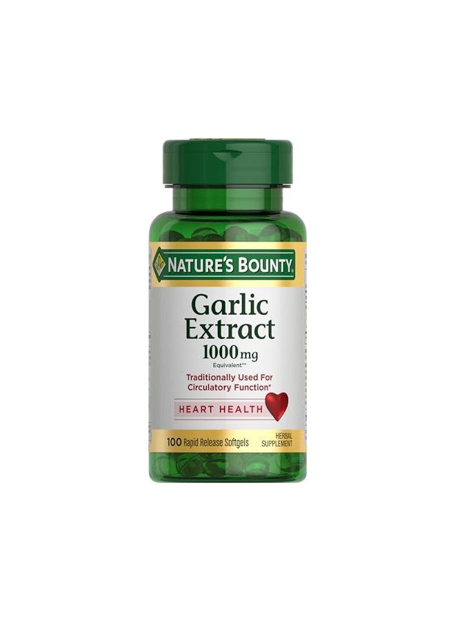 Nature's Bounty Garlic Extract 1000 mg, 100 Rapid Release Softgels